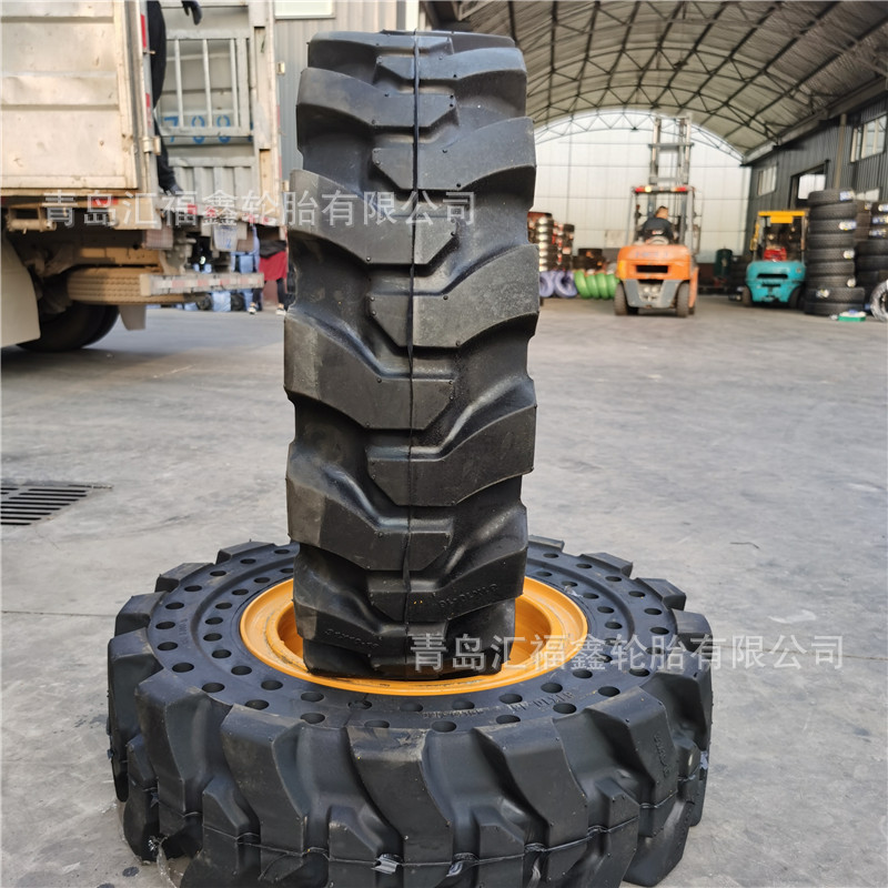 现货销滑移装载机实心轮胎12-16.5 10-16.5 30x10-16带侧孔带钢圈