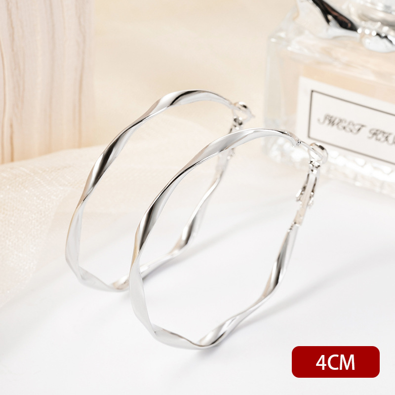 H1035 twisted circle style silver 4CM