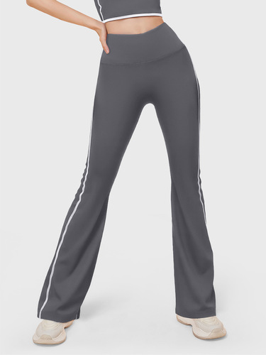 New style striped black micro-trumpet yoga pants for women, high-waist peach hip fitness pants, casual sweatpants