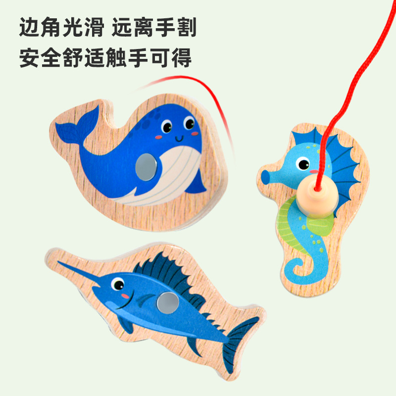 Juguetes de pesca magnética de madera, niños pequeños, bebés, diversión cognitiva, peces pequeños magnéticos, educación temprana, inteligencia, juegos para padres e hijos