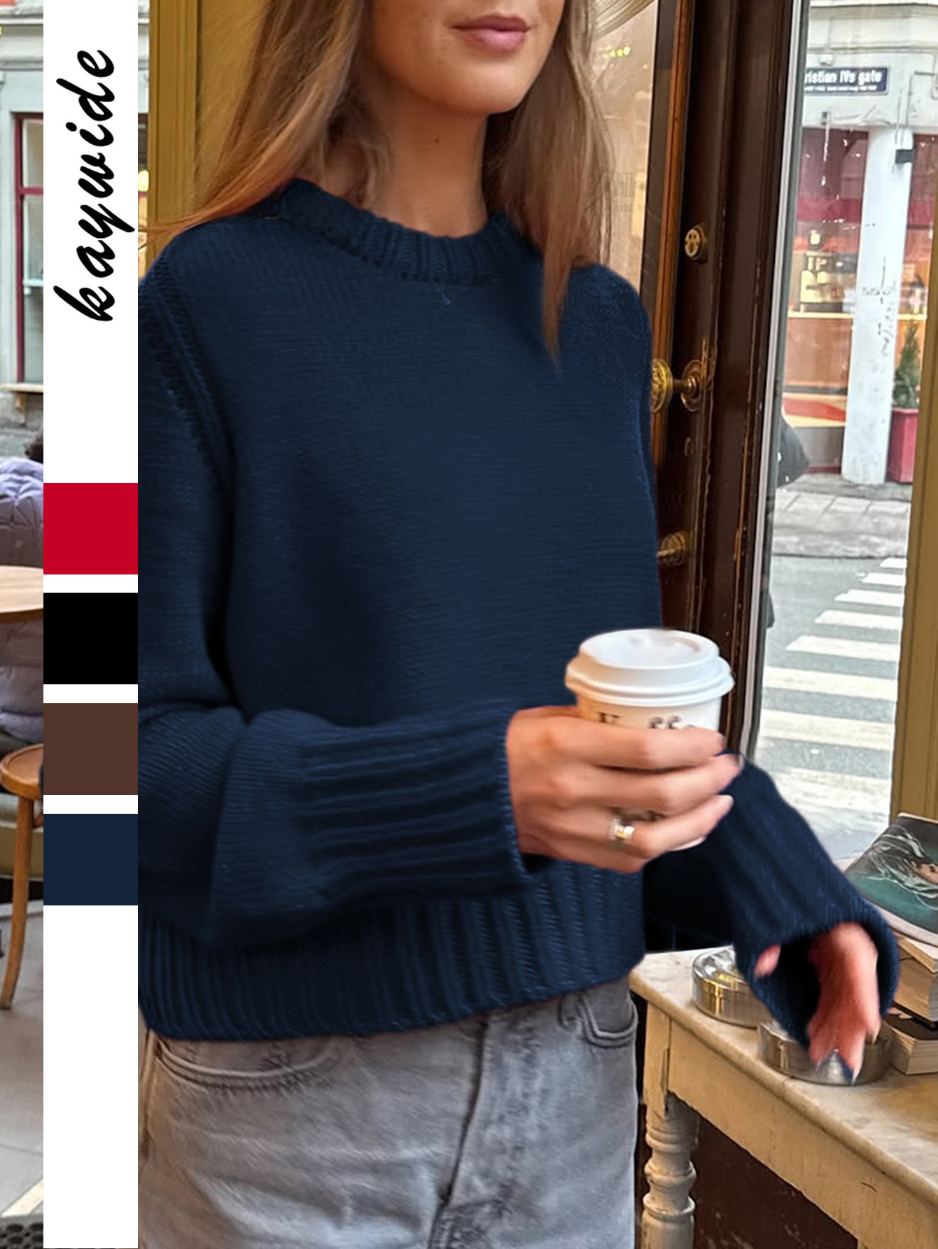 Kaikuo transfronterizo suéter de lana de color sólido de Europa y Estados Unidos básico de ropa de mujer otoño y invierno 2025 estación independiente de Amazon