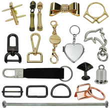 包包辅料磁扣拉链头蝴蝶结装饰五金三向扣钥匙扣吊钟箱包五金配件