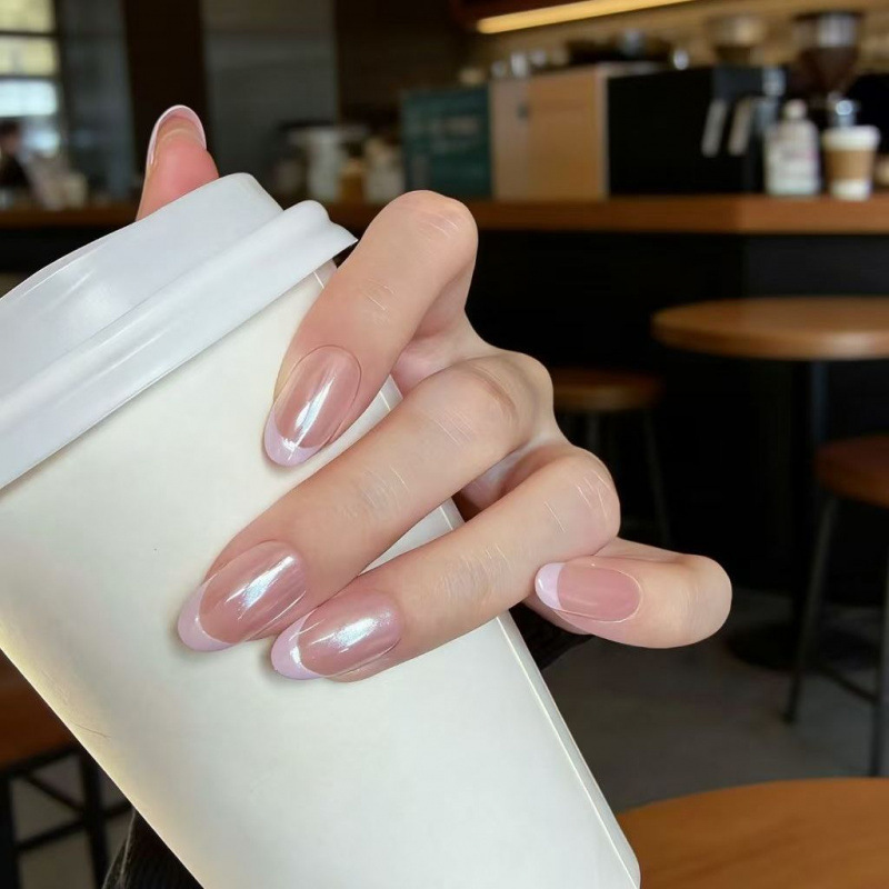 Leather Pink French Style Handmade Nails, Simple Short Nails, Bridal Nails, Wedding Nails, Manicure, Fake Nails for Students Leather Pink French Style Handmade Nails, Simple Short Nails, Bridal Nails, Wedding Nails, Manicure, Fake Nails for Students