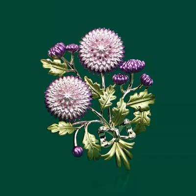 Retro Dandelion Brooch High-end Female Temperament Elegant Enamel Plant Corsage Niche Design Sense Pin Accessories (Yaxa sancaqları) - purple-dandelion-brooch