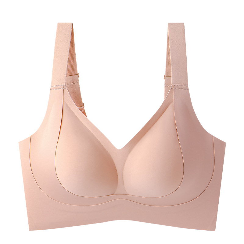 Doble elevación de soporte suave ropa interior de tamaño grande para mujeres sin marcas sin anillo de acero sujetador de pecho cerrado sujetador de caída