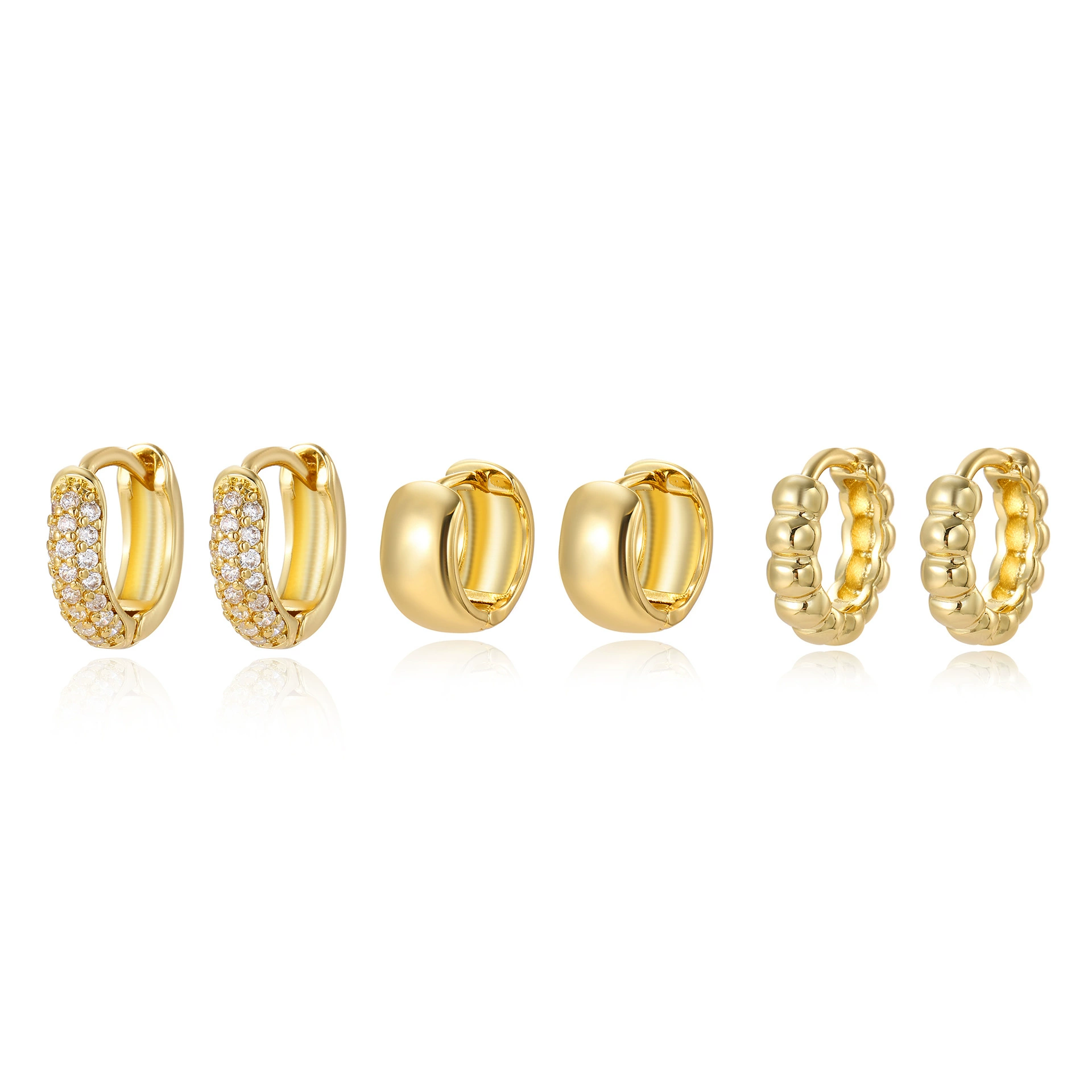 Медно-цинковый? Wait: copper zirconium earrings ear clips set European style high-quality style 3 piece set