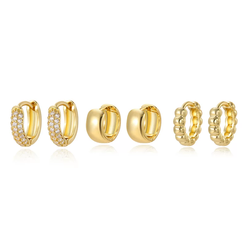 Медно-цинковый? Wait: copper zirconium earrings ear clips set European style high-quality style 3 piece set