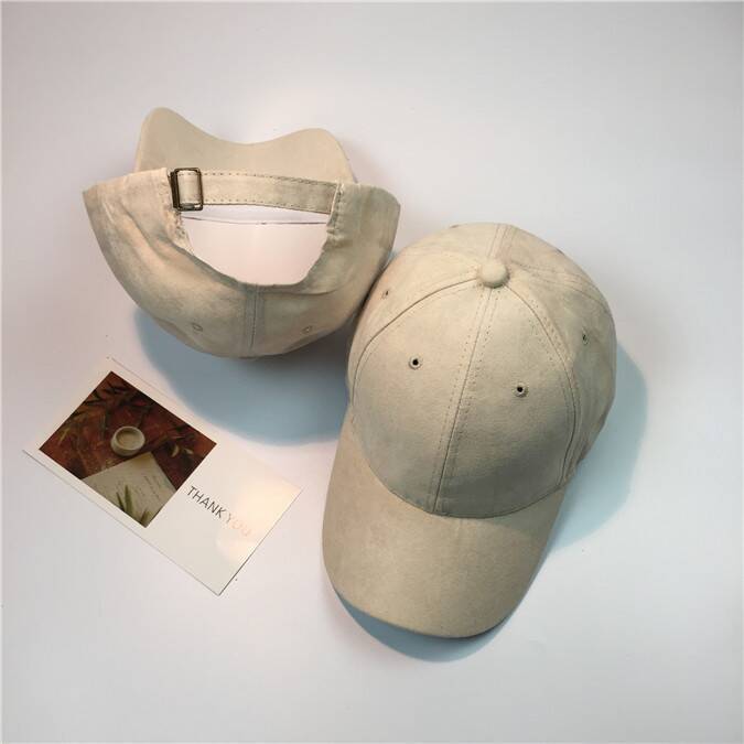 B152211 iron button suede baseball cap beige
