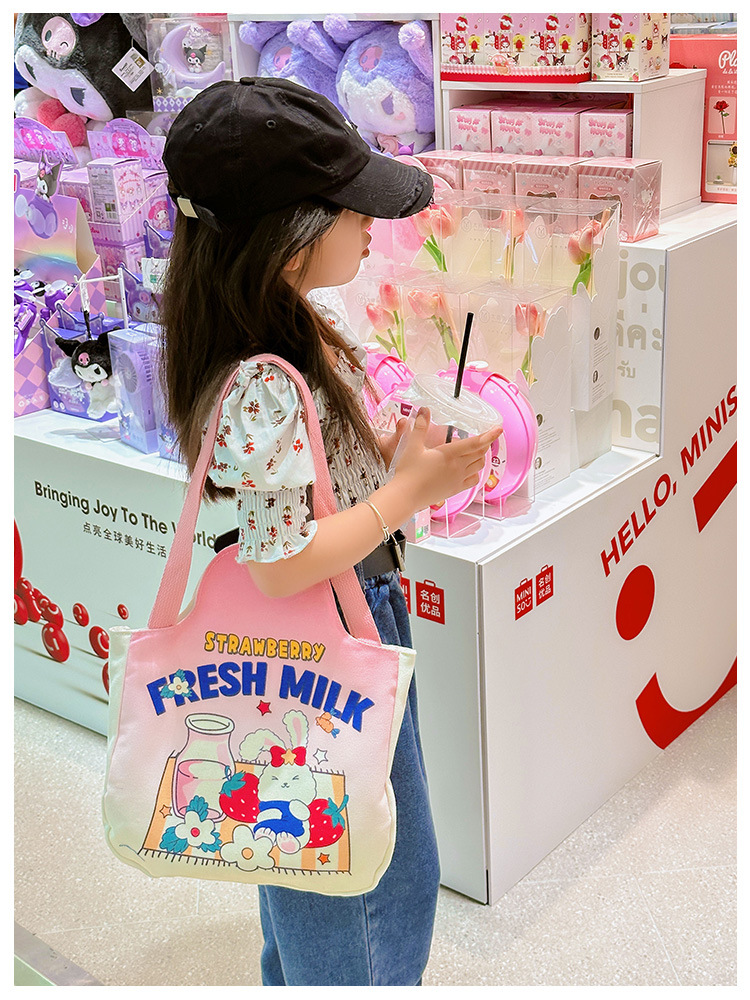 Wholesale cartoon canvas bags, female student tutorial bags, Japanese-style illustration large-capacity single-shoulder bags, cute hand-carry bags undefined