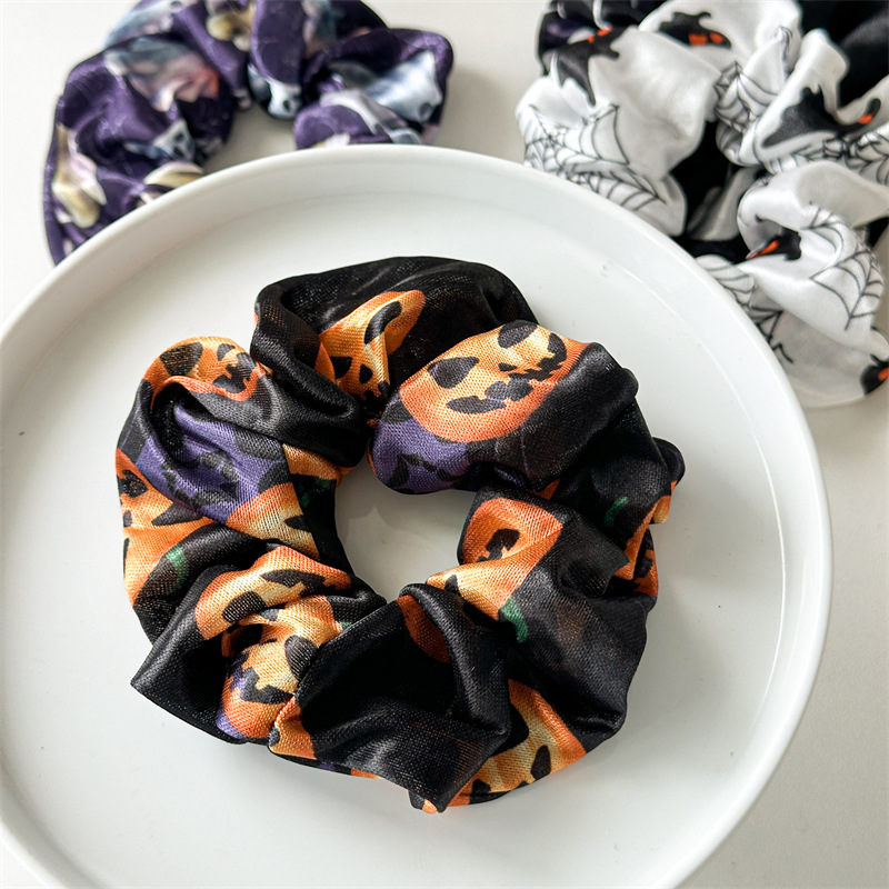 Halloween Festival Women's Hip-Hop Funny Halloween Pattern Printing Pumpkin Cloth Hair Tie