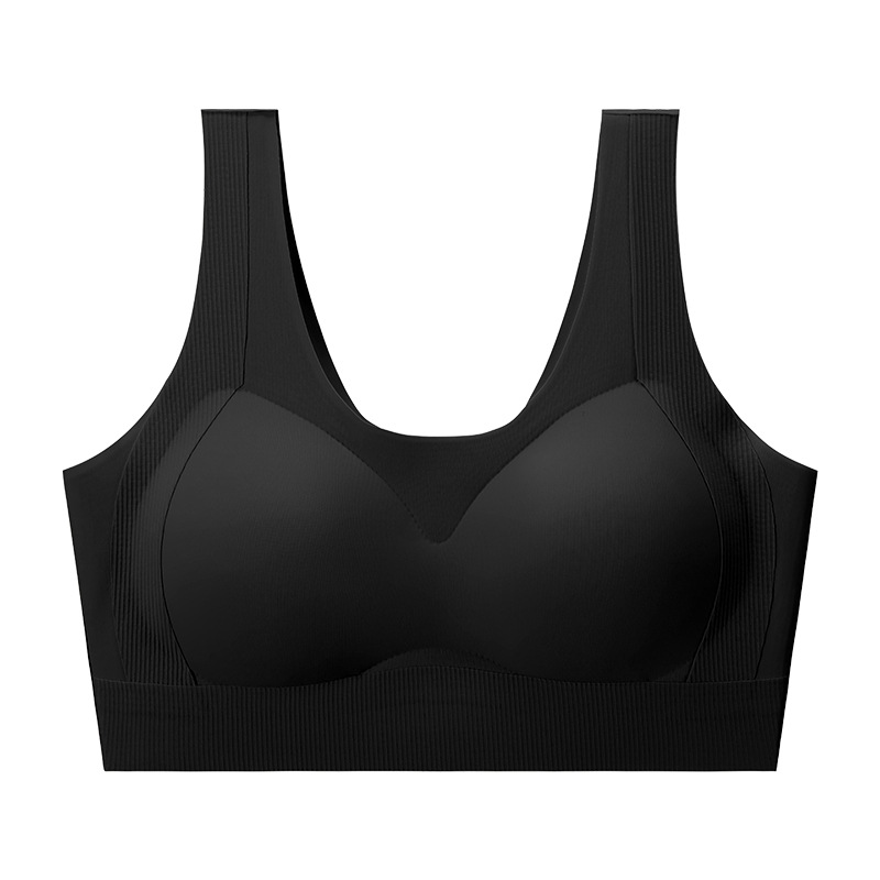 Tire hacia arriba, ropa interior sin costuras, mujeres reunadas, anti-caída, sin anillo de acero, hermoso sujetador trasero, copa de concha integrada, soporte suave
