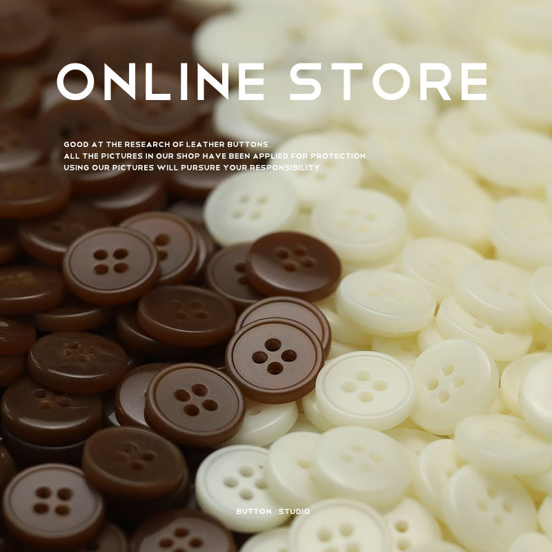 Four-eye button brown white resin accessories knitted cardigan sleeve collar button men's and women's shirt clothing top button
