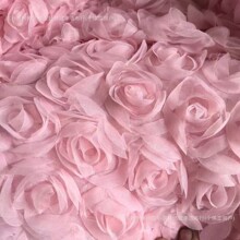 时尚满幅立体大玫瑰盘带三合一绣花面料网纱礼服婚纱童装舞台布料