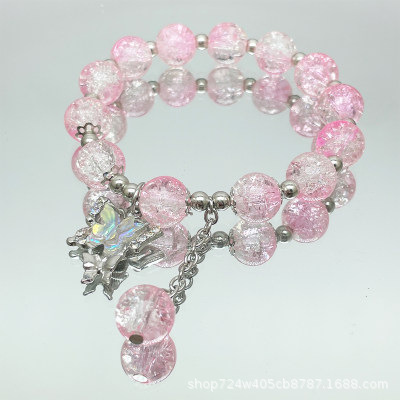 S012 - jade butterfly bracelet [pink explosion] #sz899