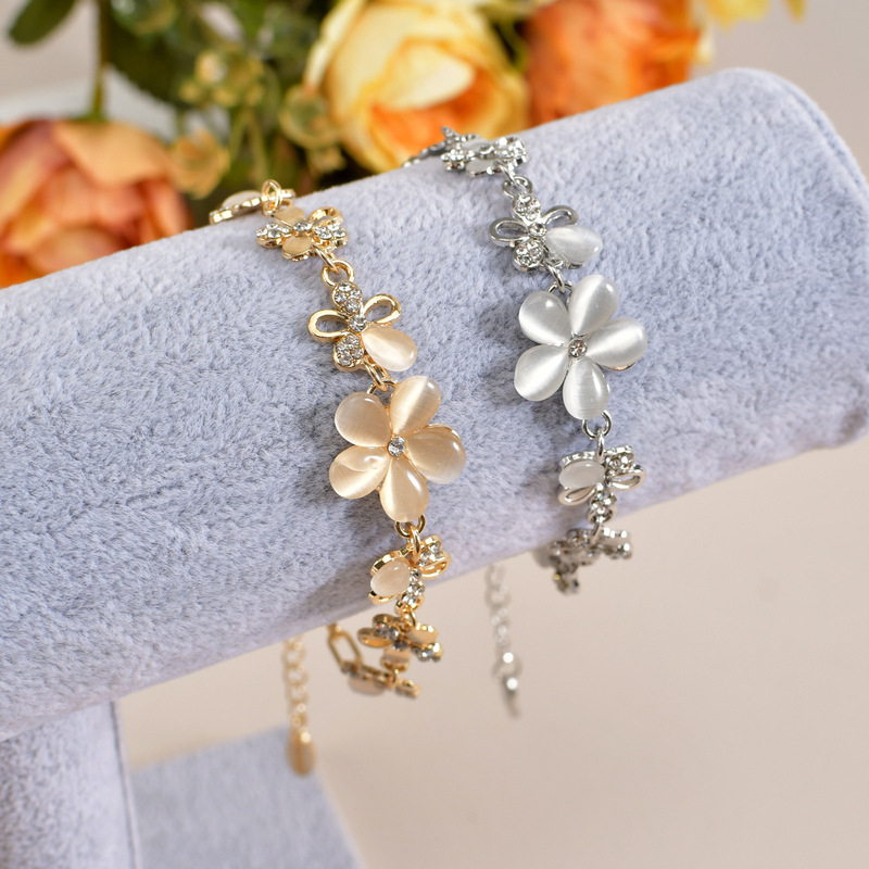 Summer fashion flower stone bracelet sweet small fresh flower bracelet diamond adjustable jewelry women in stock wholesale