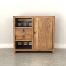 复古老榆木茶水柜置物柜中式移动茶台小茶桌办公室禅意木质烧水台