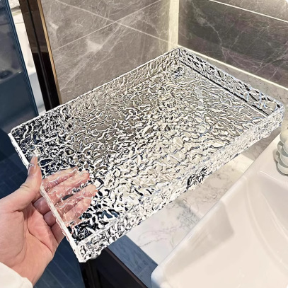 Tray Rectangular Living Room Household Light Luxury High-end Beauty Salon Acrylic New Tea Tray Water Cup Tea Set Fruit Tray