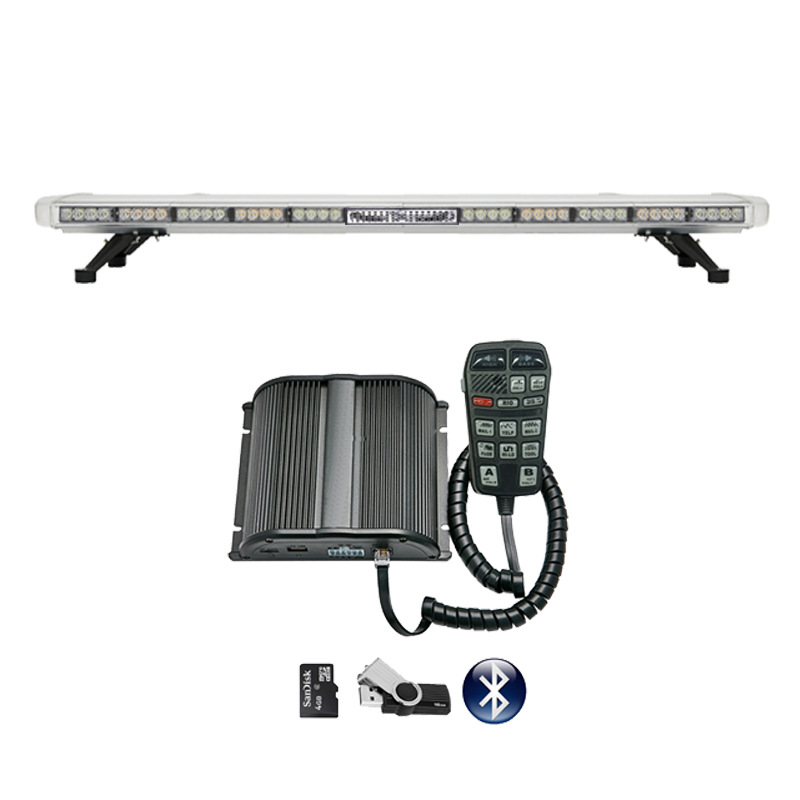 Car LED warning light bar, Bluetooth MP3 siren speaker 1.4m strobe light 8400-4C