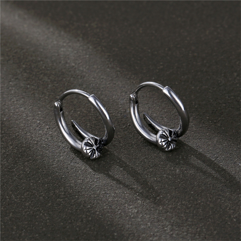 1 Piece Punk Geometric Solid Color Plating Stainless Steel Hoop Earrings display picture 3