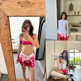 欧美风比基尼泳衣性感分体三角式红色低腰无钢托三点式沙滩女泳衣