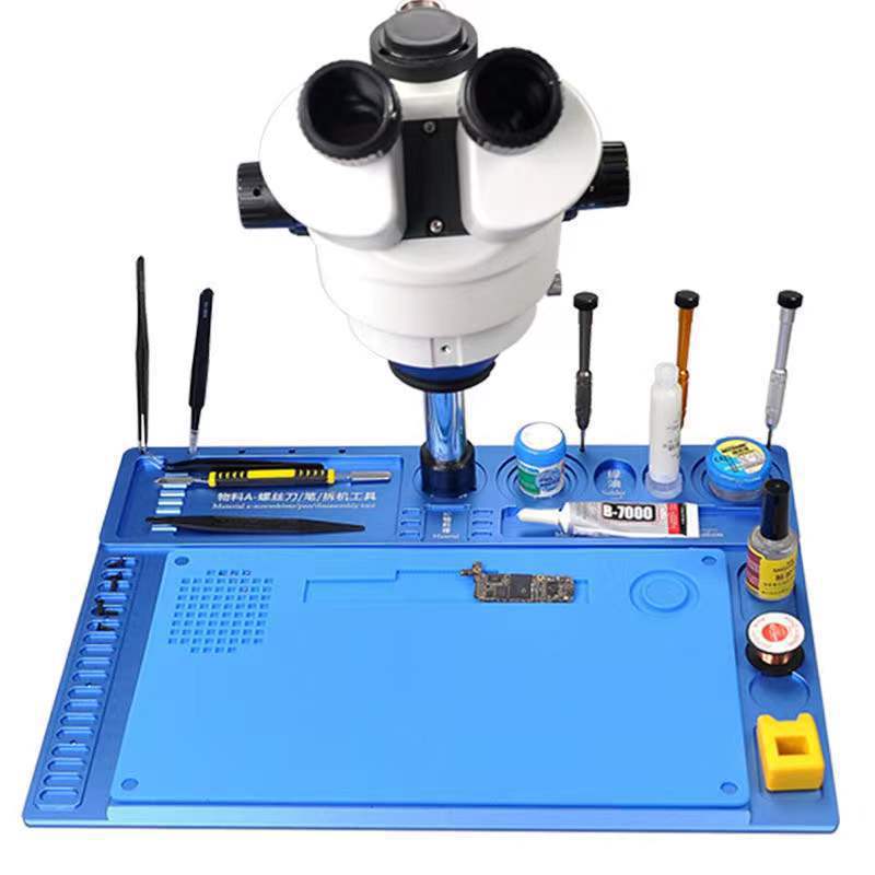 显微镜底座平台 铝合金维修垫 耐高温硅胶垫 精密电子手机维修台