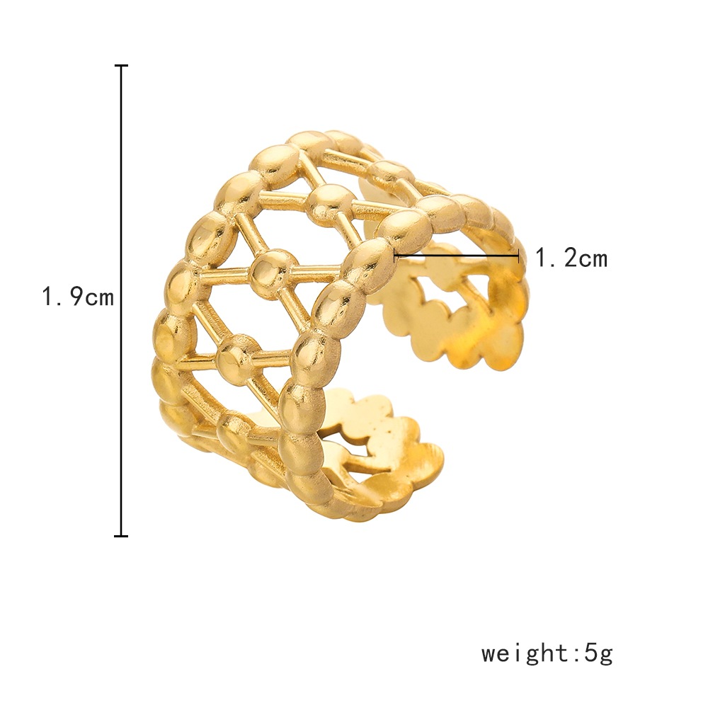 Mode Géométrique Acier Au Titane Placage Plaqué Or Anneau Ouvert display picture 3