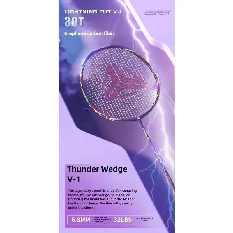 Esper Speed Explorer V1 Fast 78G5U High Elastic Burst 30t Carbon Fiber Badminton Racket Lightweight Casual Straight Racket