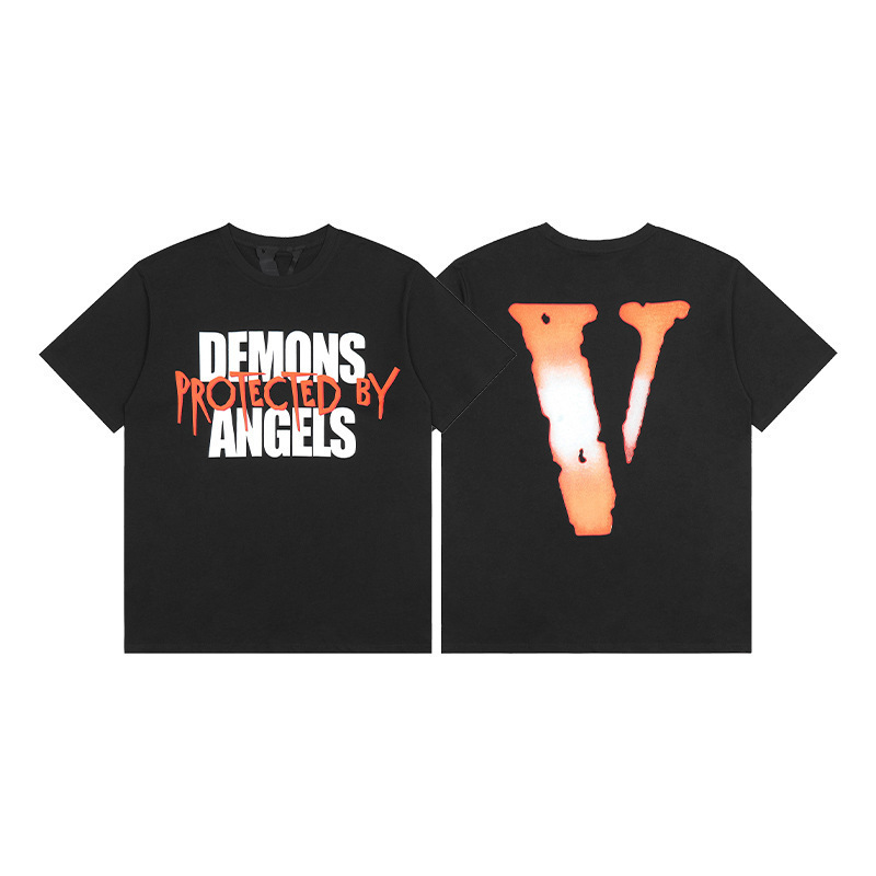 外単VLONE FOG潮牌大v字母Logo桜半袖スケッチ刺繍唇印落書きプリントtシャツ|undefined