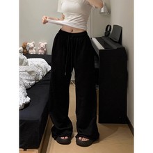美式慵懒感低腰休闲裤女新款宽松慵懒阔腿运动卫裤显瘦直筒长裤潮