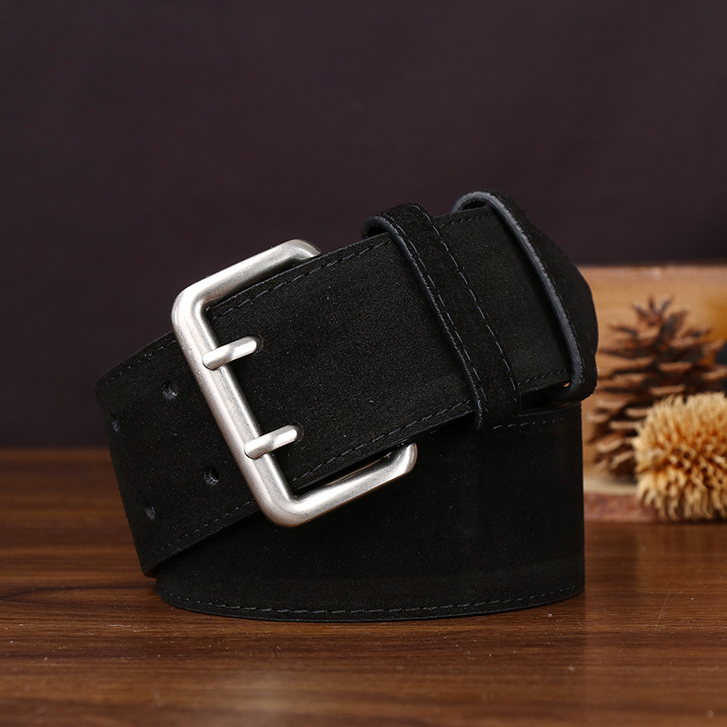 4.3CM wide cowhide suede wide belt