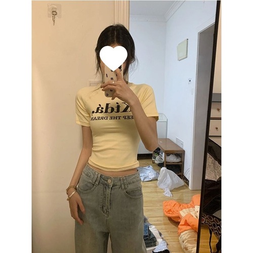 260g rayon modal pure desire square neck women's summer design sense slim fit short sleeve top