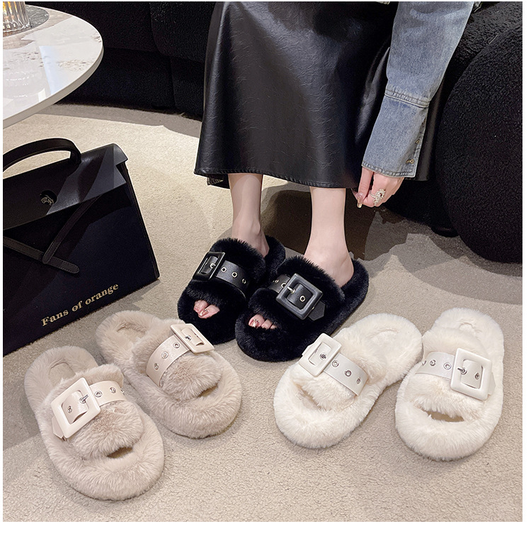 Pelzige Hausschuhe für Damenoberbekleidung, modische große Hausschuhe aus Baumwolle mit dicken Sohlen und warmer Innensohle, beliebter Großhandel im Außenhandel_voghion.com