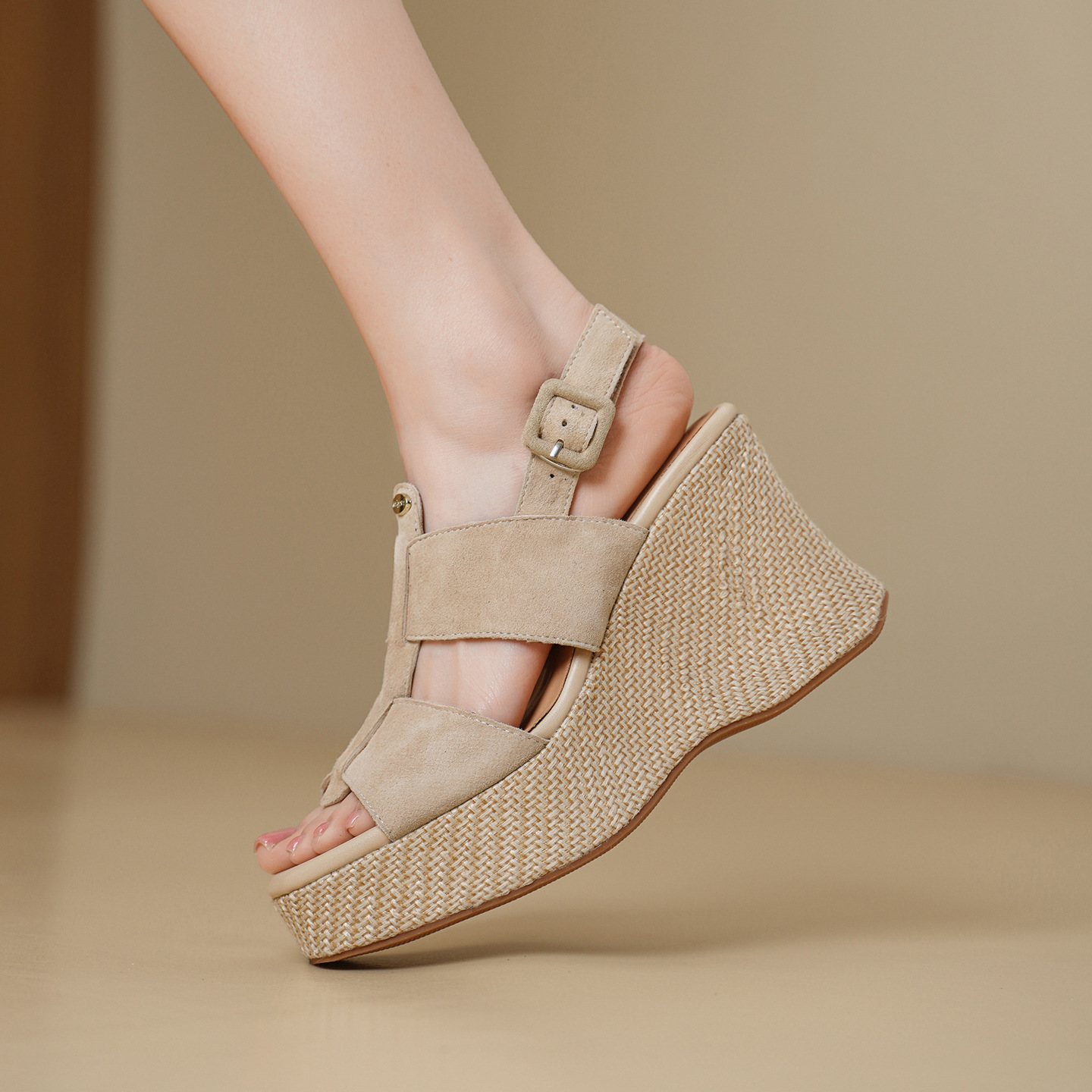 Sandal cao gót nữ hở mũi đế xuồng gót 10 cm quai ngang một khóa — màu đen, màu mơ