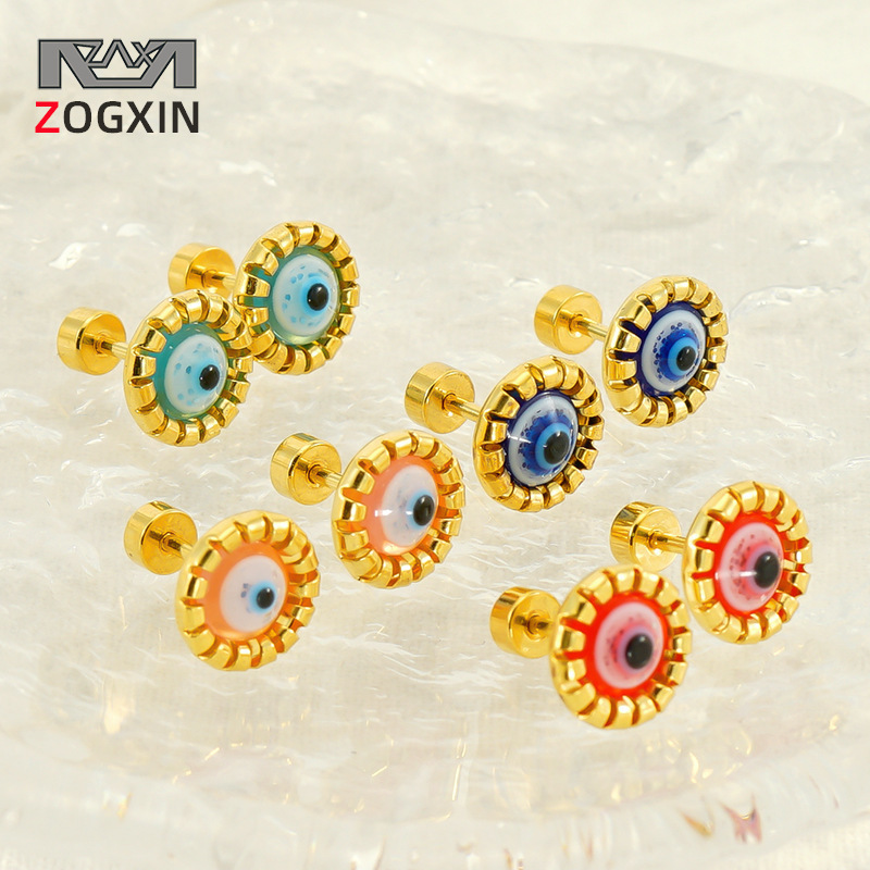 Pendientes del perno prisionero del ojo del diablo del oído del acero inoxidable para las mujeres