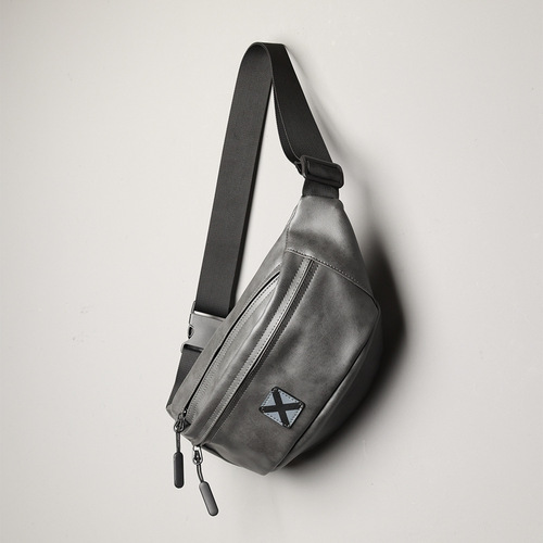  new Korean style men's leather small chest bag crossbody bag casual street mobile phone bag waist bag back shoulder bag batch