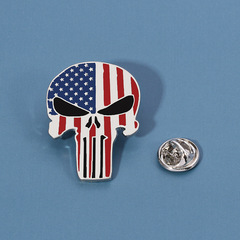Hot-selling Cross-Border Item: Punisher Skull Brooch — Stylish European & American-Style Metal Badge for Bags, Clothing, and Accessories