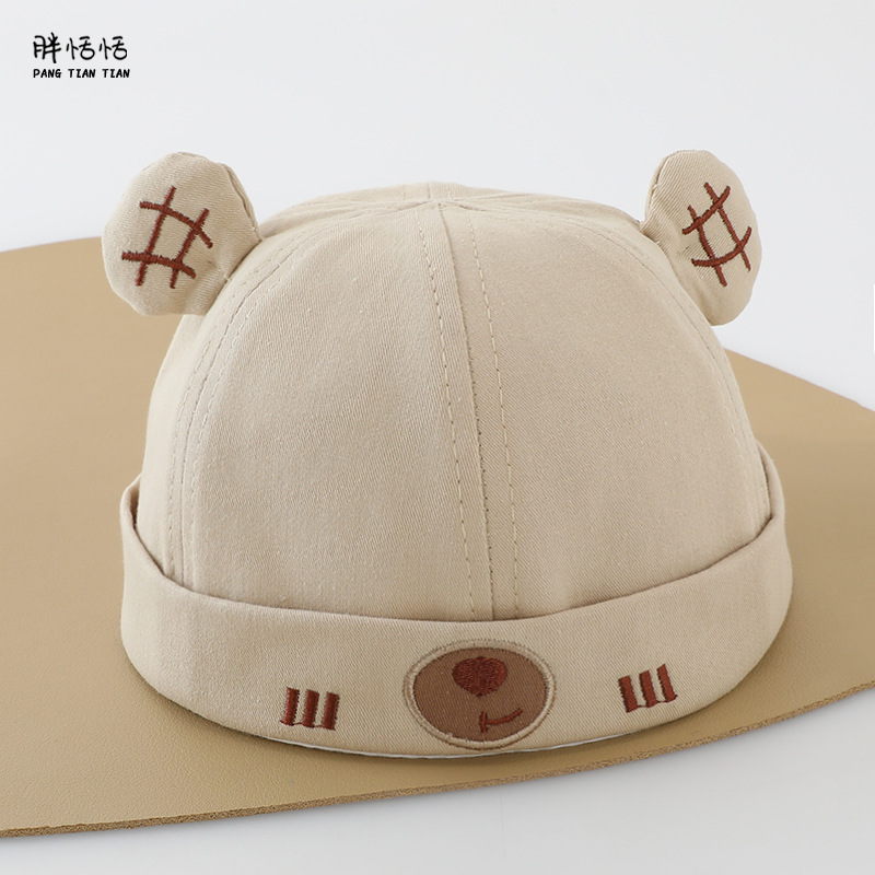 Sombrero para bebés primavera y otoño estilo coreano lindo oso algodón sombrero de primavera delgado bebé sombrero de piel de melón universal