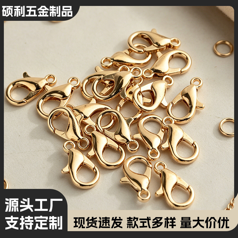 Manufacturer's electroplated zinc alloy lobster clasp for bracelets and necklaces, gold, silver, and black lobster clasps, DIY jewelry accessories Manufacturer's electroplated zinc alloy lobster clasp for bracelets and necklaces, gold, silver, and black lobster clasps, DIY jewelry accessories
