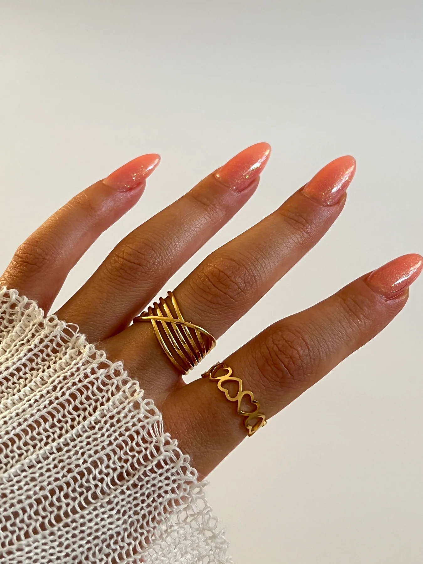 304 Stainless Steel Material PVD Coated Real Gold Plated Geometric 304 Stainless Steel Elegant Vintage Style Waterproof Non Tarnish Surgical Steel Rings