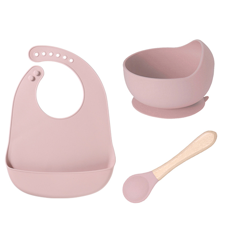 東莞グリーン工場ベビーシリコンよだれかけビスフェノールフリー赤ちゃん唾液バッグ子供用食器給餌セット