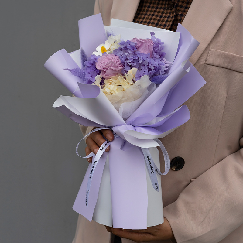 Amazon explosiva flor eterna ramo de rosas regalo de flores reales del día de San Valentín ramo inmortal decoración de alta calidad al por mayor