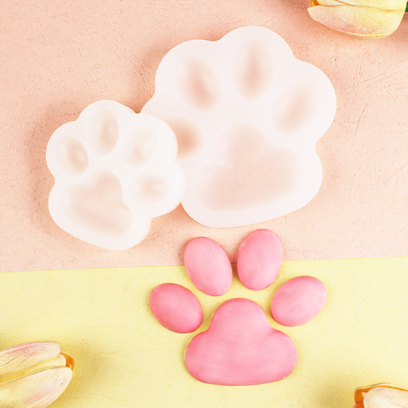 Grande y pequeño gato garra silicona molde fondant pastel DIY chocolate galleta decoración molde epoxi refrigerador etiqueta herramienta molde