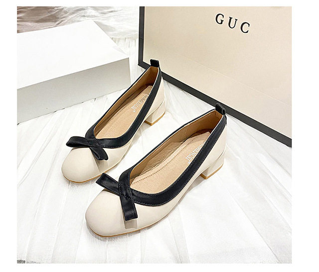 Giày cao gót nữ mũi vuông cổ thấp thắt nơ gót vuông 3–5 cm — Màu mơ, Màu nâu (màu trà sữa) chi tiết 22