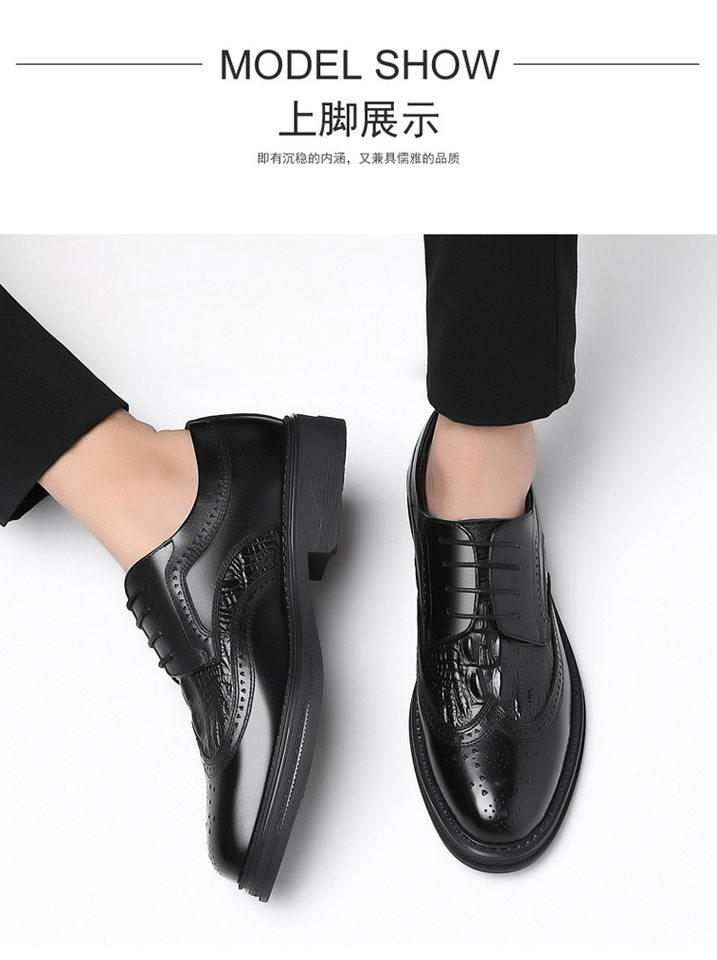 Giày da nam da bò thật kiểu Oxford Brogue Anh, đế thấp, dây buộc, dễ phối đồ công sở và đi tiệc cưới — Màu nâu, Màu đen, Màu đen lót nhung chi tiết 23
