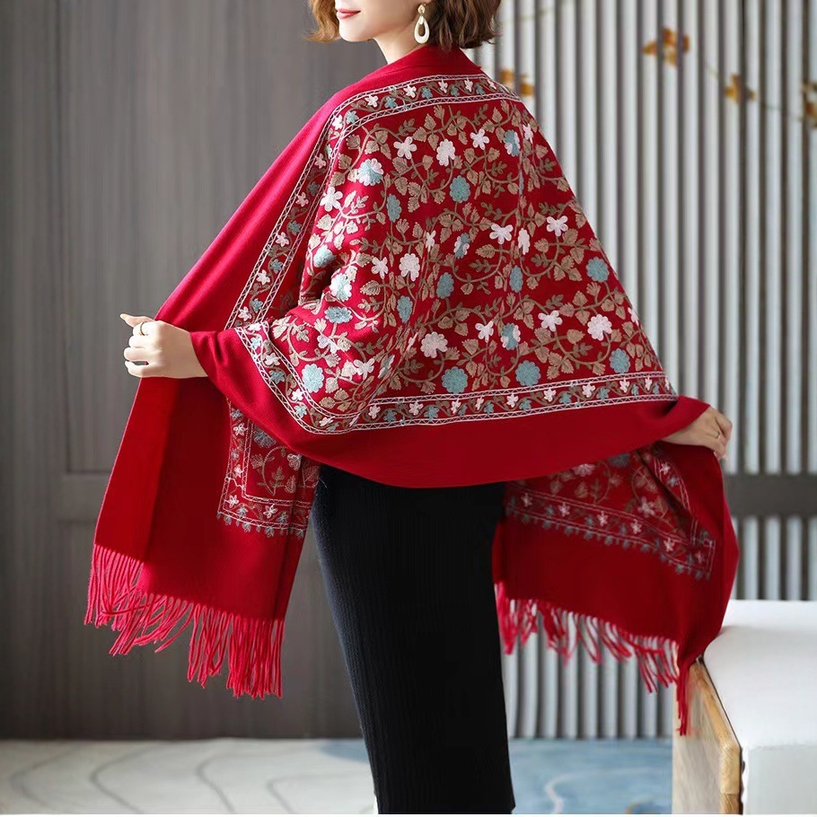 450 g bufandas bordadas bufandas de flores de estilo nacional largo bufandas de estilo nacional