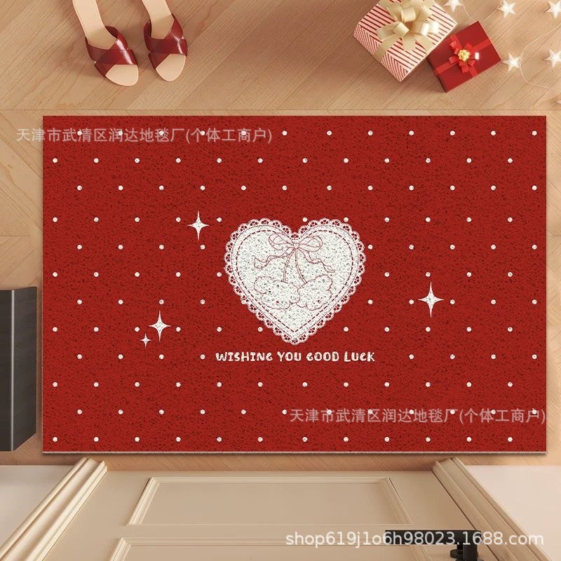 Ins風赤系かわいいクリーム風入戸玄関マット滑り止め家庭用リビング玄関飾りマット|undefined
