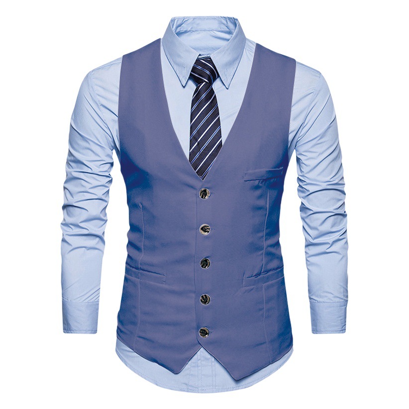 Cross-Border Export New British 3D Printed Plaid Men's Business Casual Vest Single-Breasted Suit Vest
