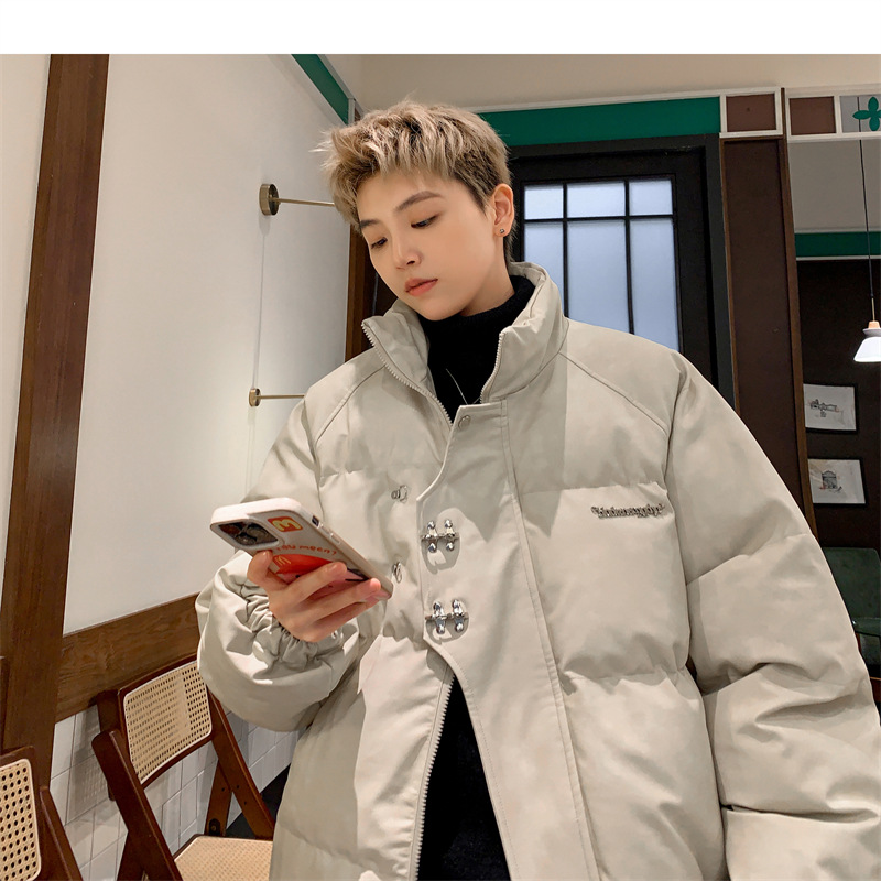 Leather Cotton-padded Jacket Men's Winter Metal Aircraft Buckle American Cotton-padded Jacket Thickened Warm Loose Bread Clothes Cotton_voghion.com