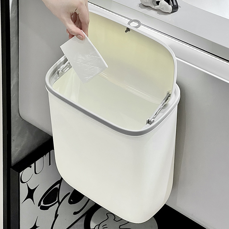 Kitchen trash can, wall-mounted with lid, suitable for use in kitchen cabinets, bathrooms, and toilets as a storage bin for kitchen waste and paper Kitchen trash can, wall-mounted with lid, suitable for use in kitchen cabinets, bathrooms, and toilets as a storage bin for kitchen waste and paper