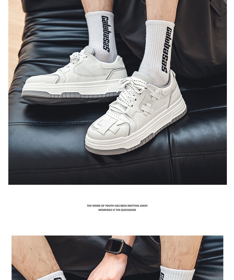 Men's Casual Sneakers White Platform Comfortable Trendy Shoes_voghion.com